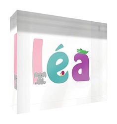 Little Helper Souvenir Décoratif en Acrylique Transparent Poli comme Diamant Style Illustratif Coloré avec le Nom de Jeune Fille Léa 14,8 x 21 x 2 cm Grand