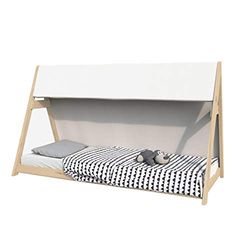Lit cabane TIPI 70x140 + 1 toile + 1 sommier / Naturel