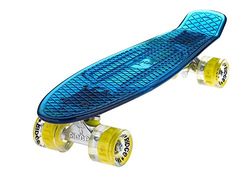 Ridge Skateboards Blaze Mini Cruiser Skateboard, Blu/Giallo, 22"