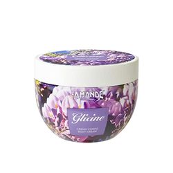 L'AMANDE - Doftande kroppskräm med hyaluronsyra, vitamin E Antioxidant och mimosa, torr hud fuktgivande kroppskräm med olivolja och jasmin för mjuk och sammet hud - Glycine 300 ml