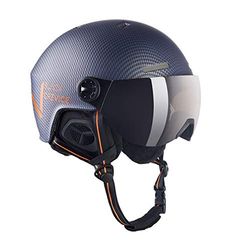 BLACK CREVICE Casque de Ski Sölden I Casque avec visière en Style Pilote de différentes Couleurs I Casque Hommes & Femmes I Casque de Snowboard (S, Marine Carbone Mat/Orange)