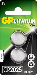 GP CR2025 C2 lithium knoopcelbatterij (3 volt), 2 stuks (blister met 2 stuks)