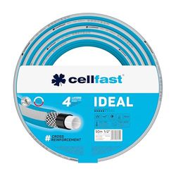 Cellfast Tubo da giardino IDEAL, intrecciata a croce durevole, flessibile, flessibile a 4 strati, resistente ai raggi UV e alle alghe, tecnologia REACH, 27 Bar, -20/60° C 1/2", 50 m