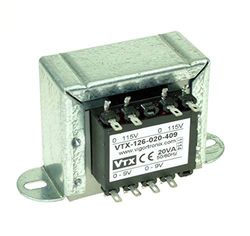 20 VA nätchassiomvandlare 2 x 115 V: 2 x 7,5 V