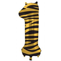 Folat 64160 Birthday Balloon Number 0 Tiger Chic Lion Brown Black 86 cm Helium Decoration Birthday Decoration Balloon Number Colourful