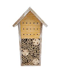 Dehner Natura Premium - Casetta per insetti Galway, in legno di abete/bambù, 15 x 30 x 13 cm, colore: Marrone/Giallo