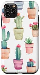 Custodia per iPhone 11 Pro Max Pianta di cactus succulenta modello estetico arte carino