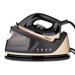 Tower T22023GLD CeraGlide Stoomstrijkijzer met stoomstoot en 3 temperatuurinstellingen, 1,2 l, 2700 W, champagne en zwart