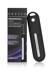 SEYSSO Professional Sonic Toothbrush • Brosse à dents rechargeable • Noir • 96 000 vibrations soniques par minute • Étui de voyage avec chargeur USB • 2 Têtes de rechange • 2 ans de garantie