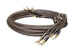 Câble Haut-Parleur prime Dynavox Black Line, paire, flexible, fiches bananes et fourches à visser, confectionné, coloris noir, longueur 5 m