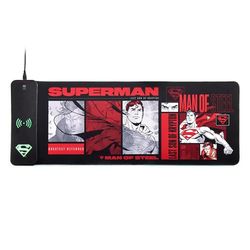 Power Idolz Numskull DC Comics Superman 2025 XL RGB Gaming Mat with 15W Wireless Charger | Customizable LED, Anti-Slip, Spill-Resistant