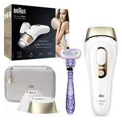 Braun IPL Silk Expert Pro 5 Ontharingsapparaat Voor Vrouwen & Mannen, Nieuwste Generatie IPL Laserontharing, Alternatief Voor Laserontharing, Venus Scheermes, Cadeau Voor Vrouwen, PL5157, Wit/Goud