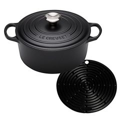 Le Creuset Signature Cast Iron Round Casserole with Cool Tool, 24 cm - Satin Black