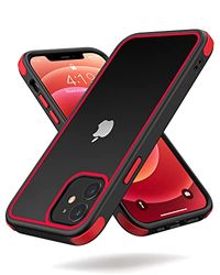 Mobnano Ultra Hybrid iPhone 12 Hoesje iPhone 12 Pro Hoesje Transparente beschermend Hoesje Bumper schokbestendig robuust hybride stijlvol Siliconen slank slim duidelijk hard Case - Zwart/Rood