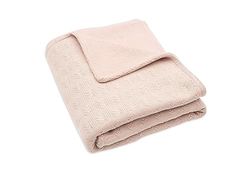Jollein 517-511-67066 Couverture pour bébé en Tricot Grain Knit avec Fourrure en Peluche Rose (75 x 100 cm)