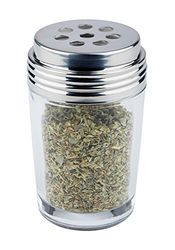 APS multi shaker/kruiden shaker, transparante shaker met roestvrijstalen deksel, 6,5 x 6,5 cm, 12 cm hoogte