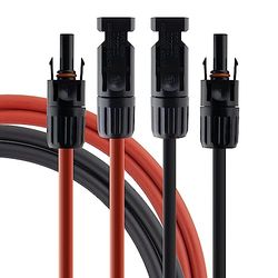 SeKi Solcellskabel 6 mm² röd/svart – 20 m; inkl. monterad kontakt; förlängningskabel; PV-kabel H1Z2Z2-K; anslutning 1 x röd 1 x svart