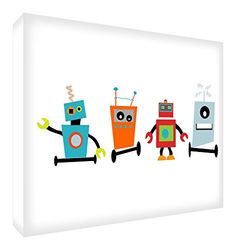 Feel Good Art ROBOTS1216-15IT Tableau sur Toile Murale Motif Robot 40 x 30 cm