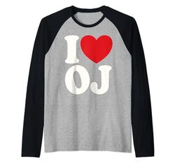 Amo OJ I Cuore OJ Iniziali Cuori Arte O.J Maglia con Maniche Raglan