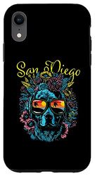 San Diego CA Dog Wearing Sunglasses Abstract Design Case for iPhone XR