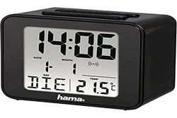 Hama I Relógio despertador digital (balde, relógio de mesa, alarme, calendário, termómetro, baterias) preto