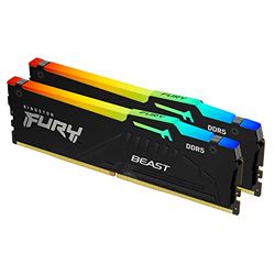 Kingston Fury Beast DDR5 RGB 32GB (2x16GB) 5200MT/s DDR5 CL40 DIMM Memoria Gaming per Computer Fissi Kit da 2 - KF552C40BBAK2-32
