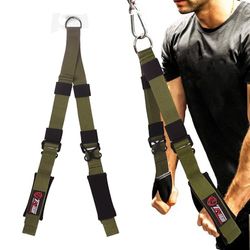 TAVIEW Tricep touw kabelbevestiging (twee lengtes ingebouwd in één) groter bewegingsbereik, triceps pull down touw verlengriemen kabel crossover-accessoires (groen verstelbare lengte (33-71 cm)