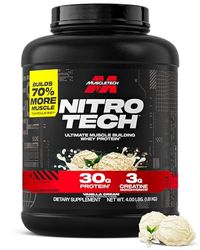 MuscleTech NitroTech Whey Protein Powder, Muscle Maintenance & Growth, Whey Isolate Protein Powder With 3g Creatine, Protein Shake For Men & Women, 6.8g BCAA, 40 Servings, 1.8g, Vanilla Cream