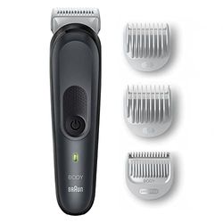 Braun Body Groomer Series 3 3350 - Maquinilla de afeitar corporal para pecho, axilas, ingles y más, incluye peines para longitud de 3 mm y 5 mm, lavable, 80 min de tiempo de funcionamiento inalámbrico