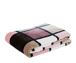Gözze - Couverture moelleuse, Feeling Cashmere, Tissu lourd 500 g/m², Antigua, 150 x 200 cm - Rose poudré/Taupe/baie