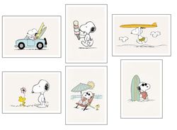 DKORARTE A3 Lot de 6 tableaux décoratifs muraux modernes sans cadre pour chambre d'enfant Motif peluche Snoopy 41 x 29,7 cm