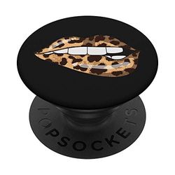Leopard Lips Fashion Lip Art Design Print cadeau PopSockets PopGrip - Support et Grip pour Smartphone/Tablette avec un Top Interchangeable