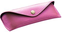 ALASSIO 2694 - Estojo de couro genuíno para óculos de sol, capa de couro com fecho de lapela e fecho de botão de metal, capa de couro, tamanho grande, rosa, aprox. 16 x 7 x 4 cm, rosa, 16 cm,, Rosa.,