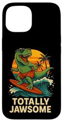 Dinosauro Surfing Retro Grafica Divertente Estate Spiaggia Abbigliamento Custodia per iPhone 15