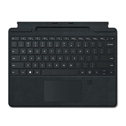 Microsoft Surface Pro 8/X Cover Alcantara con vano portaoggetti per Slim Pen (venduta separatamente) e impronta digitale, Nero, QWERTY