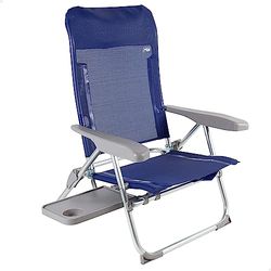 AKTIVE 62294 - Hopfällbar strandstol, med handtag för enkel transport, 6 positioner, mått 61 x 60 x 89 cm, tillverkad av aluminium och anti-rullning, maximal vikt som stöds 110 kg