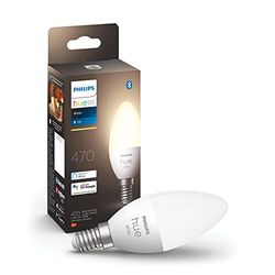 Philips Hue White Candela Smart LED, Attacco E14, 5.5W, Luce Bianca Calda, Dimmerabile, Controllo con Bluetooth e Hue App, Funziona con Alexa, Google Assistant e Apple HomeKit