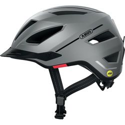 ABUS casco da città Pedelec 2.0 MIPS - bici con luce posteriore, visiera, parapioggia, protezione per le orecchie, dagli impatti uomo e donna argento opaco, taglia L