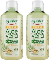 Equilibra Integratori Alimentari, Digest Aloe Vera, Integratore Aloe Vera da Bere Puro o Diluito, Aloin Free, Detox, Pura Polpa, Senza Aggiunta di Acqua, con Zenzero, Digestivo, Senza Glutine, 1 Litro