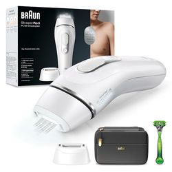 Braun Silk-expert Pro 5 Epilatore Luce Pulsata, Alternativa al Laser, Ideale per Zone Sensibili, Viso e Ascelle, Depilazione Uomo, Rasoio, Custodia Viaggio, Idea Regalo, PL5145 (2022) Bianco e Argento