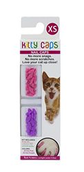 Kitty Caps Tapones de uñas para Gatos | Alternativa Segura y Elegante a la deslegación | Detiene enganches y arañazos, XS (Menos de 2,3 kg), púrpura Caliente y Rosa Fuerte