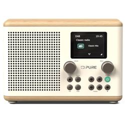 Pure Classic H4 Radio Digital de Cocina (Dab+/FM, Bluetooth, USB, AUX, Temporizador de Cocina, Alarma), Blanco Algodón/Roble