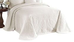 Historic Charleston King Charles Moderne boerderij bloemen matelasse sprei, 100% katoen ademend beddengoed, kingsize/kalking, ivoor