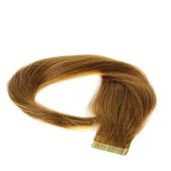 hair2heart 30 x tape-in extensies van echt haar, 60 cm, 2,5 g strengen, glad - kleur 8 lichtbruin