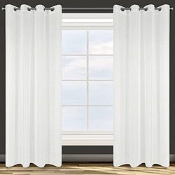 Design91 - Cortinas Lisas Transparentes con 8 Ojales, Suaves, Modernas, Sencillas, para Dormitorio, habitación Infantil, salón, Color Blanco, 140 x 250 cm