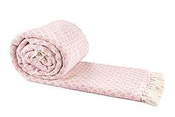 Emma Barclay Casablanca – Scandi vävd återvunnen bomullsstol soffa set sängöverkast över filt i rosa – 90 x 100 (228 x 254 cm)