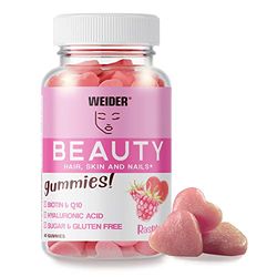 Weider Beauty Gummies - Nourishes Hair, Nails and Skin - Anti-ageing Formula with Q19 - Sugar- Free - Gluten-Free - biotin - Vitamin C - zinc - 40 Gummies
