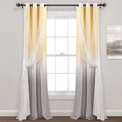 Lush Decor Umbre Fiesta - Tenda a pannello per finestra con occhielli e stampa filtrante (pannello singolo), 213,4 cm di lunghezza x 96,5 cm di larghezza, giallo e grigio