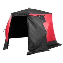 VEVOR Draagbare ijstent, 3,3 x 3,3 x 2 m, voor het vissen op ijs, voor 6-8 personen, waterdichte Oxford-ijsemmer met anker/touwen/draagtas, zwart en rood