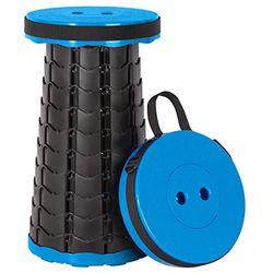 Leogreen Tabouret télescopique Portable, Tabouret Pliable en Plastique, Siege Pliant Portable pour la pêche BBQ Camping Jardinage Intérieur Cuisine, Charge Max 150KG, Bleu Noir